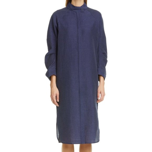 Maria Cornejo Camisa Dress Stitch Shirting in Blue Ink
